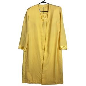 Vintage Caron 2 piece Dress and Open Front Jacket Yellow Women's Size 10